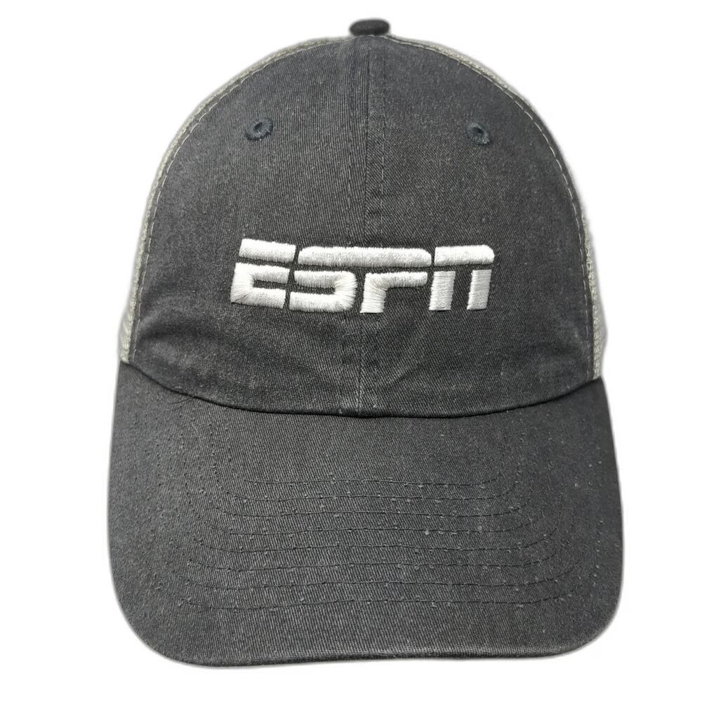 Sportsman Trucker Hat Gray White One Size ESPN Logo Mesh Snapback Cotton hat